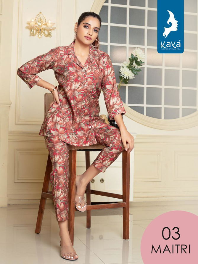 Kaya Maitri Printed Wester Cord Set Catalog
